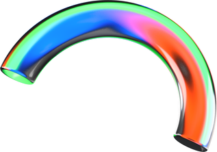 3D Glowing Glass Half Torus